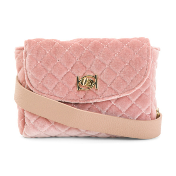 bebe Handbags - Bebe Pink Velvet Quilted Belt Bag
